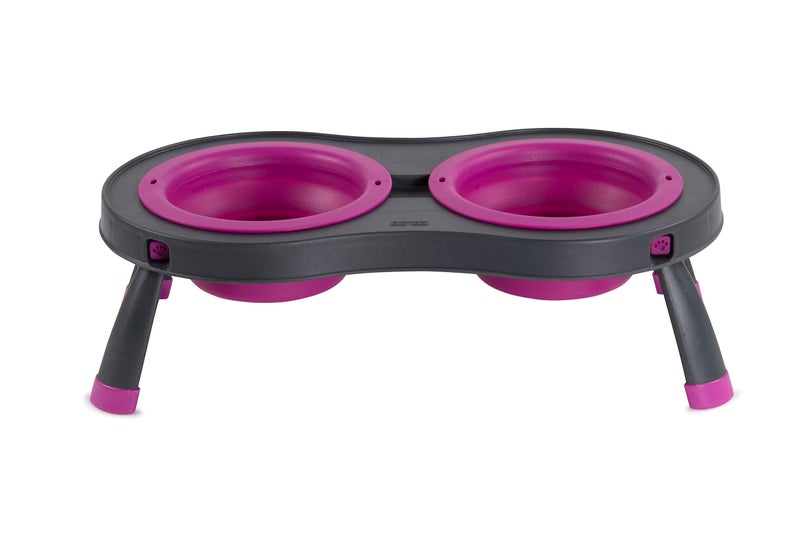 Dexas Pets Double Elevated Pet Feeder, Fuchsia, Small/1 Cup Capacity Bowls (PW1004322405) - Image 1